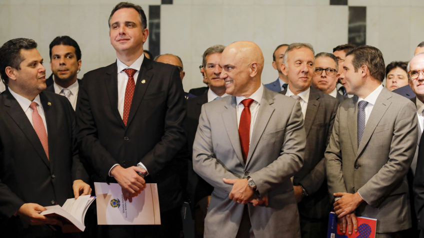 Alcolumbre, Pacheco, Moraes e Hugo Motta - Sérgio Lima/Poder360