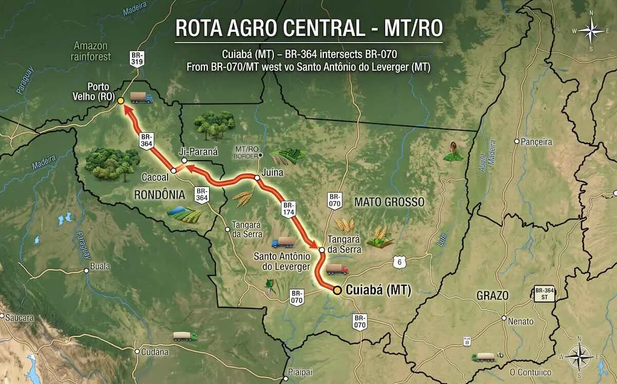 TCU libera Rota Agro Central em RO: leilão de 887 km previsto para dezembro