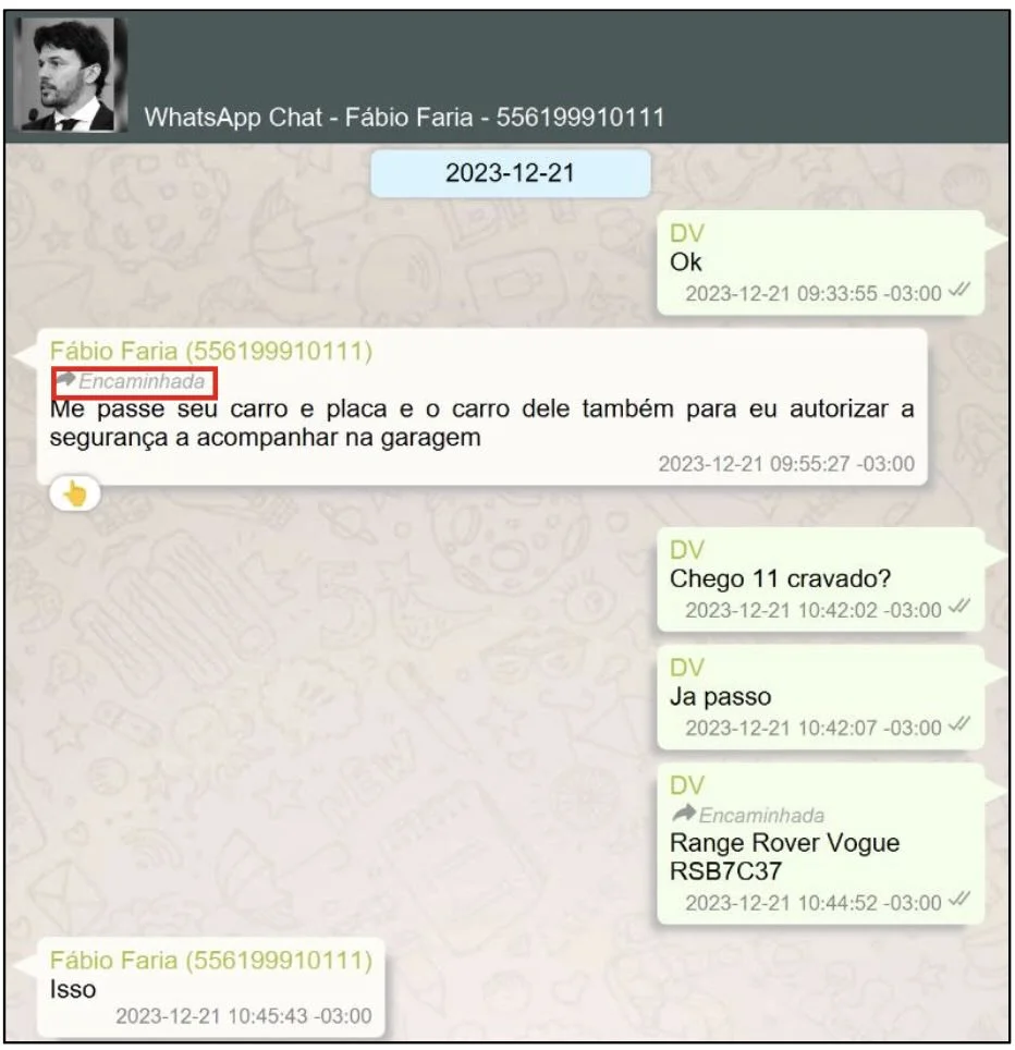 Faria pede dados do carro de Vorcaro para 