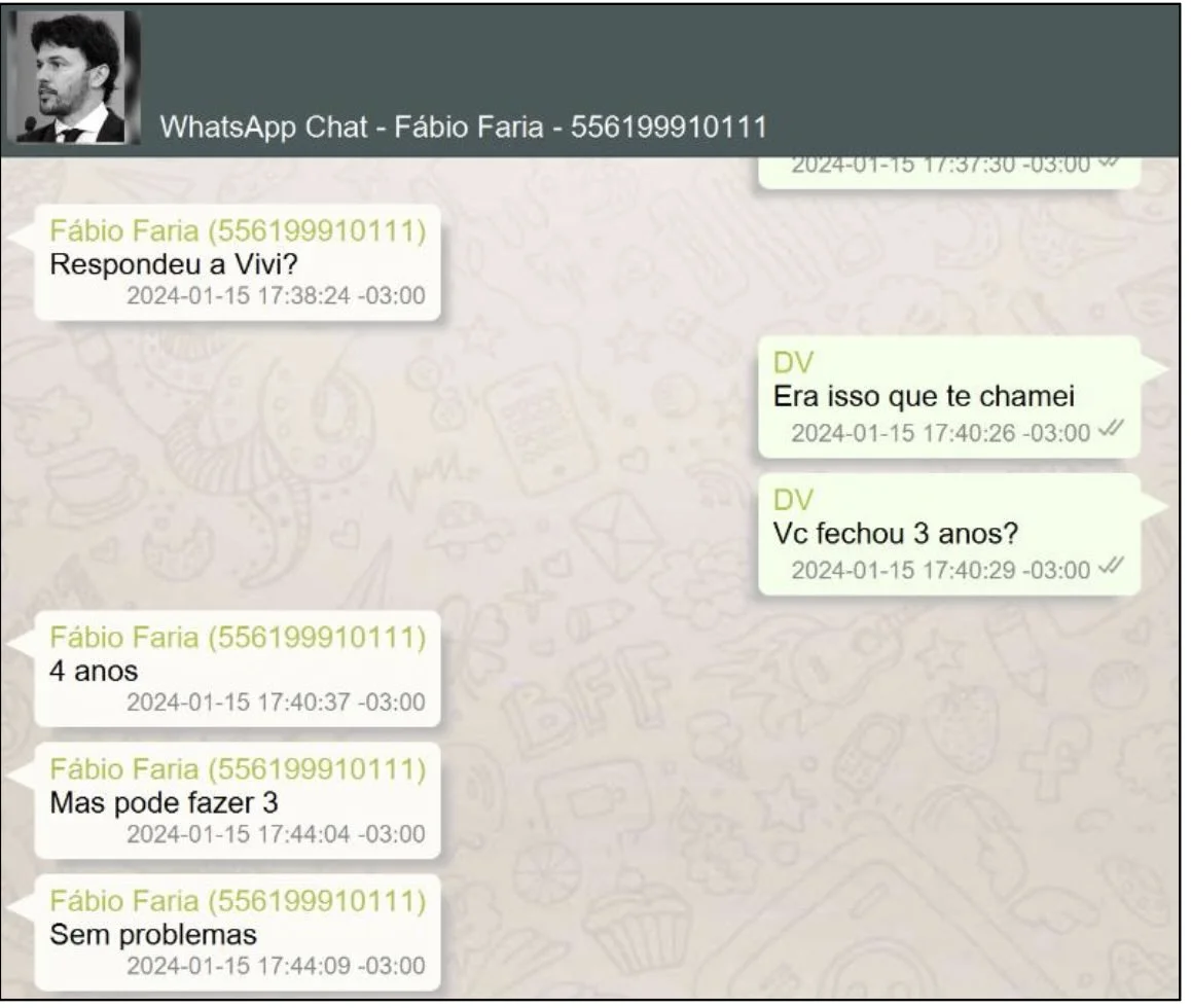 Faria e Vorcaro tratam do prazo do contrato (