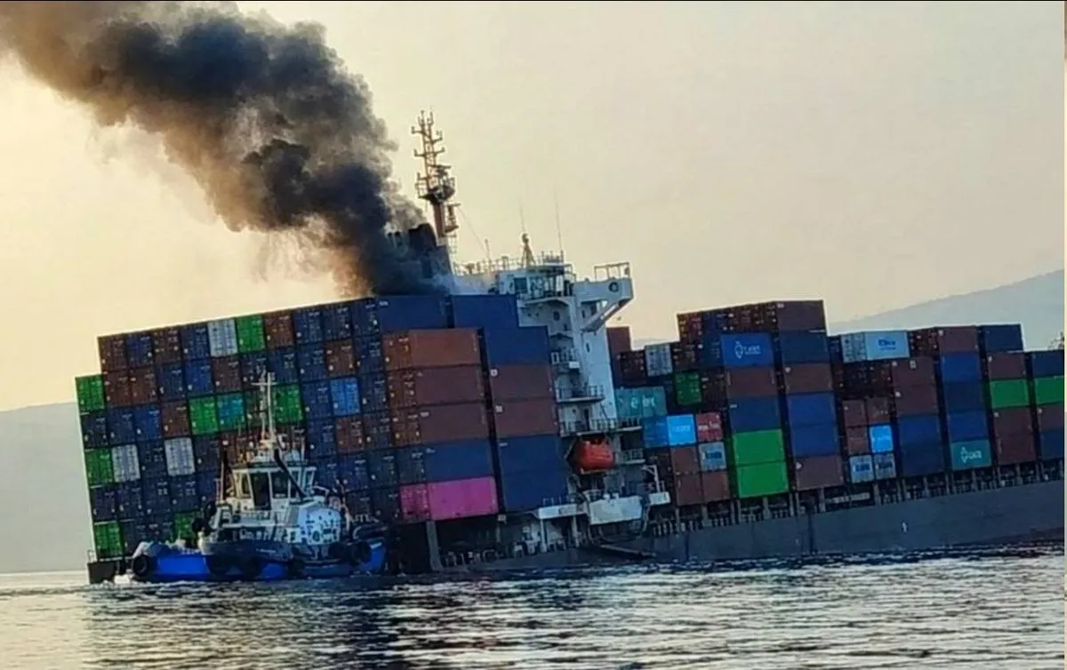 Navio porta-contêineres afunda no Estreito de Ormuz após ataque
