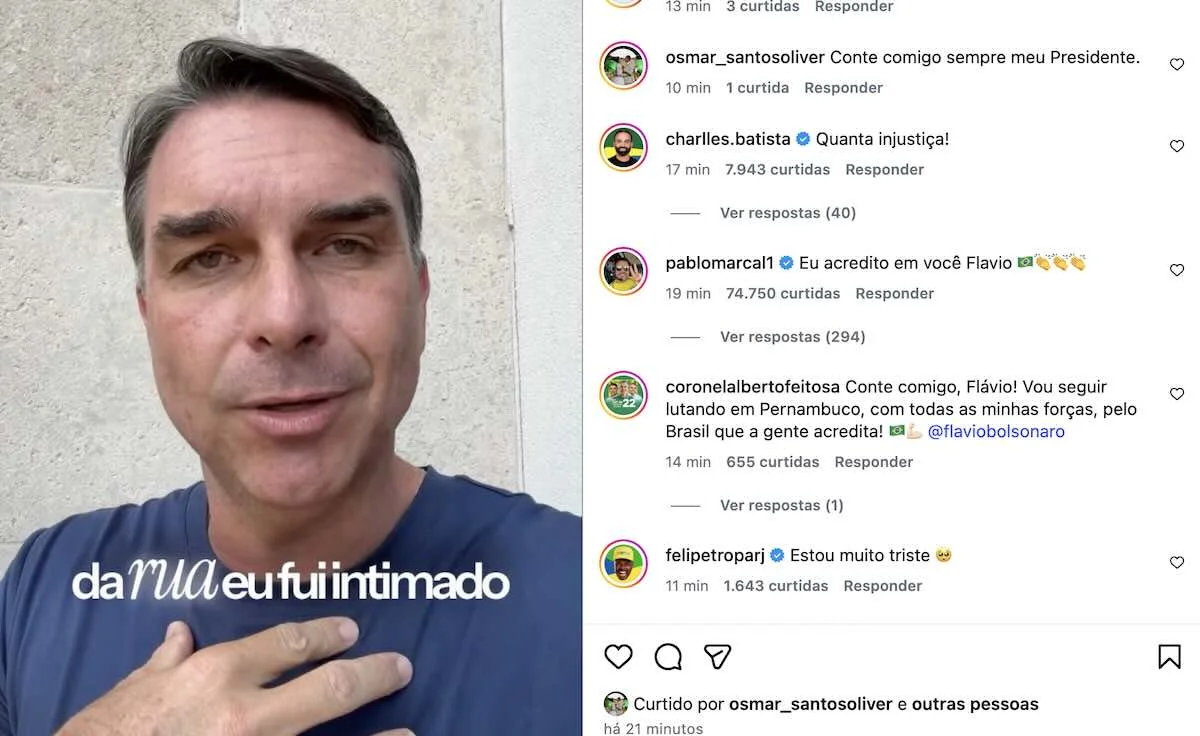 Flávio Bolsonaro é intimado a entregar passaportes, por ordem de Moraes